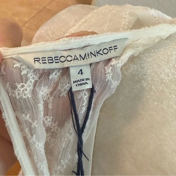 NWT Rebecca Minkoff Trixie Dress White Embroidered Sheer Partially Lined Sz 4 - Picture 13 of 16